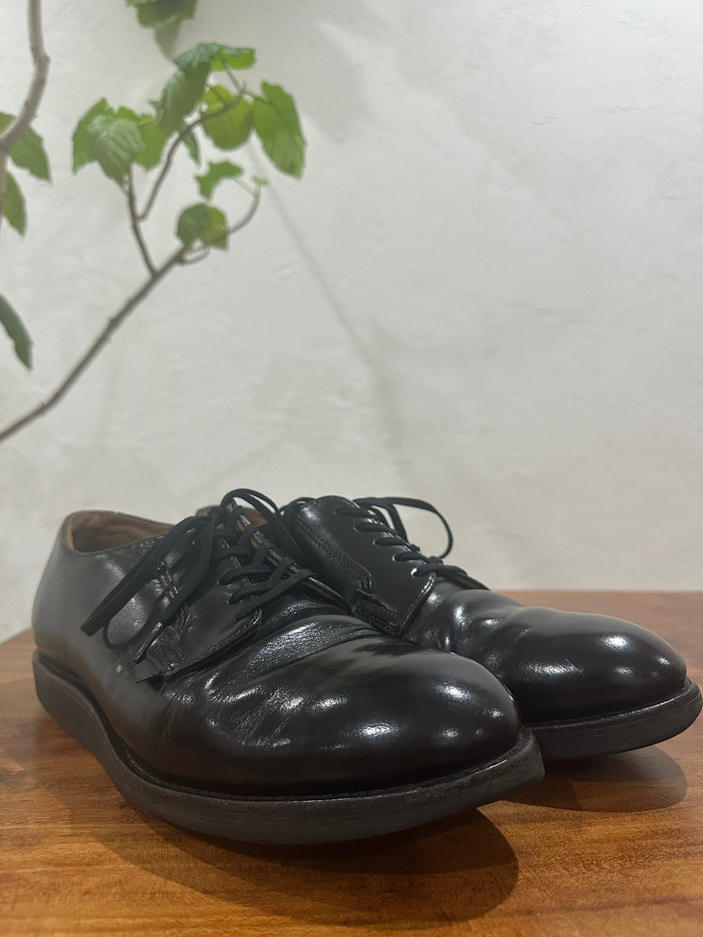Red Wing (レッドウィング) 101 Postman Oxford ブラック (Black) ブラック・シャパラル (Black "Chaparral") ブラック・クッションクレープ (Black Cushion Crepe) used boots - toe_2 view