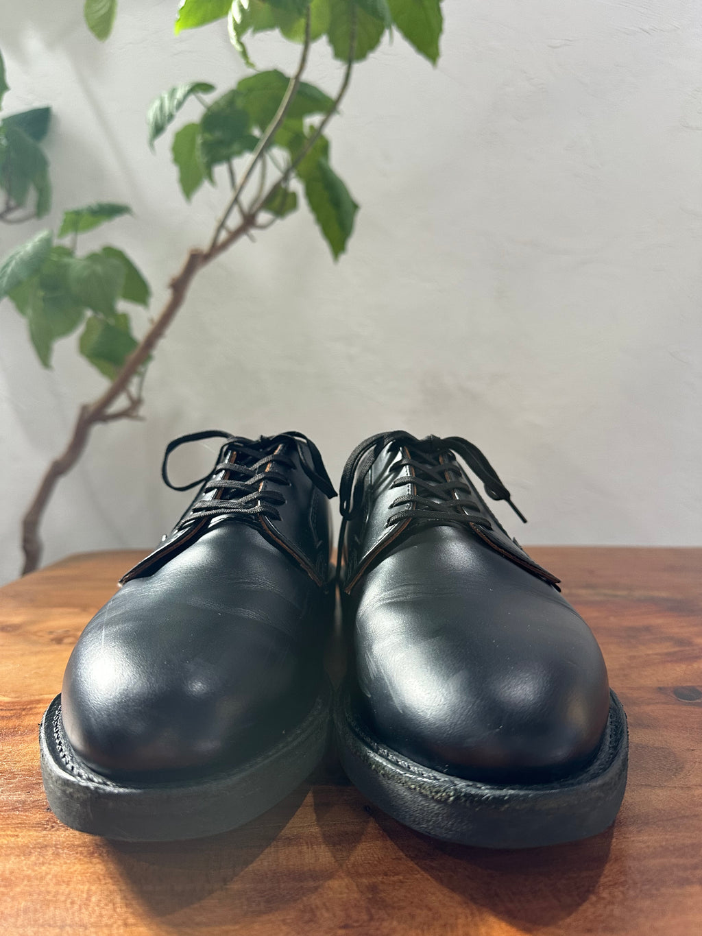 Red Wing (レッドウィング) 101 Postman Oxford ブラック (Black) ブラック・シャパラル (Black "Chaparral") ブラック・クッションクレープ (Black Cushion Crepe) used boots - toe_1 view