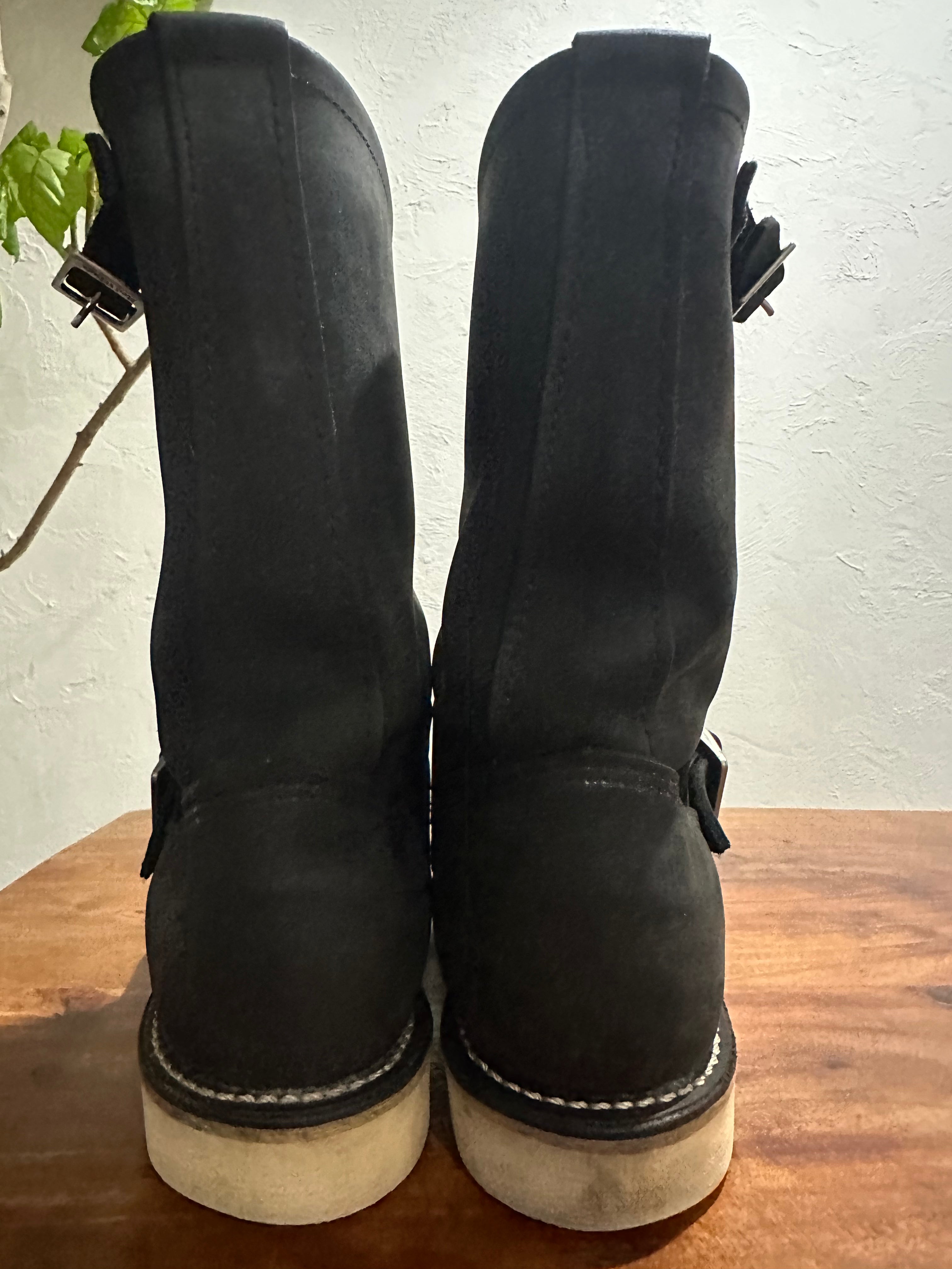 Red Wing (レッドウィング) 2974 Engineer Boot ブラック ブラック「ランバージャック」ヌバック トラクショントレッドソール used boots - heal_1 view