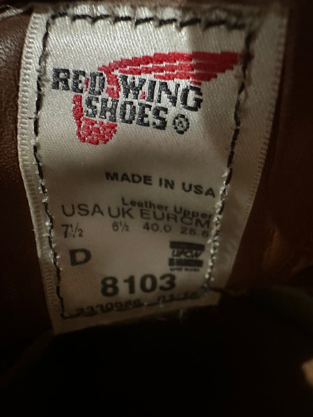 Red Wing (レッドウィング) 8103 Work Oxford Moc Toe オロラセット (Oro-Russet) オロラセット・ポーテージ (Oro-Russet Portage) トラクショントレッド・ソール (Traction Tred Sole) used boots - tag_1 view