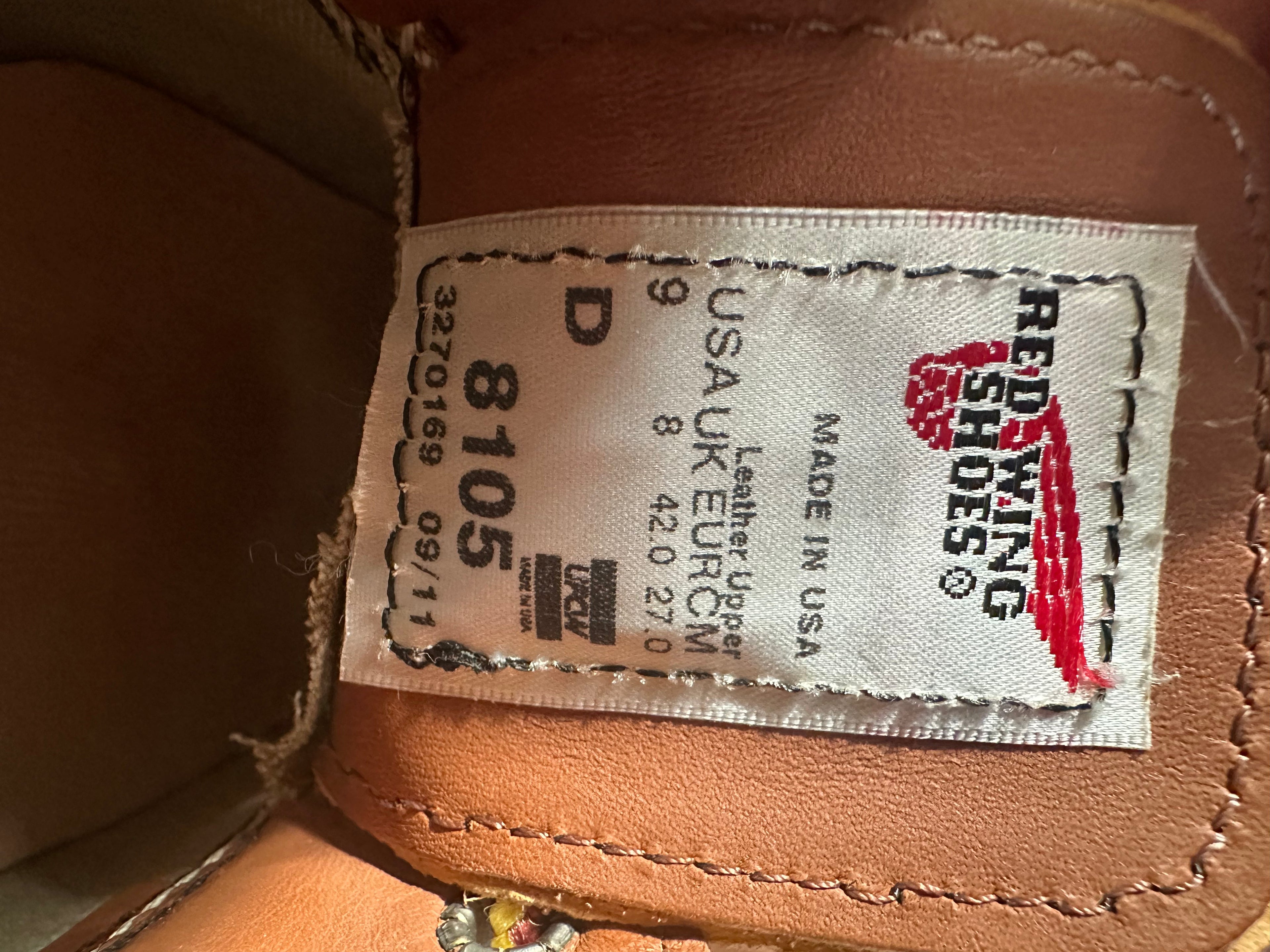 Red Wing (レッドウィング) 8105 Work Oxford (Moc Toe) ベージュ (Beige) メイズ・アビレーン・ラフアウト (Maize Abilene Roughout) トラクショントレッドソール (Traction Tred Sole) used boots - tag_1 view