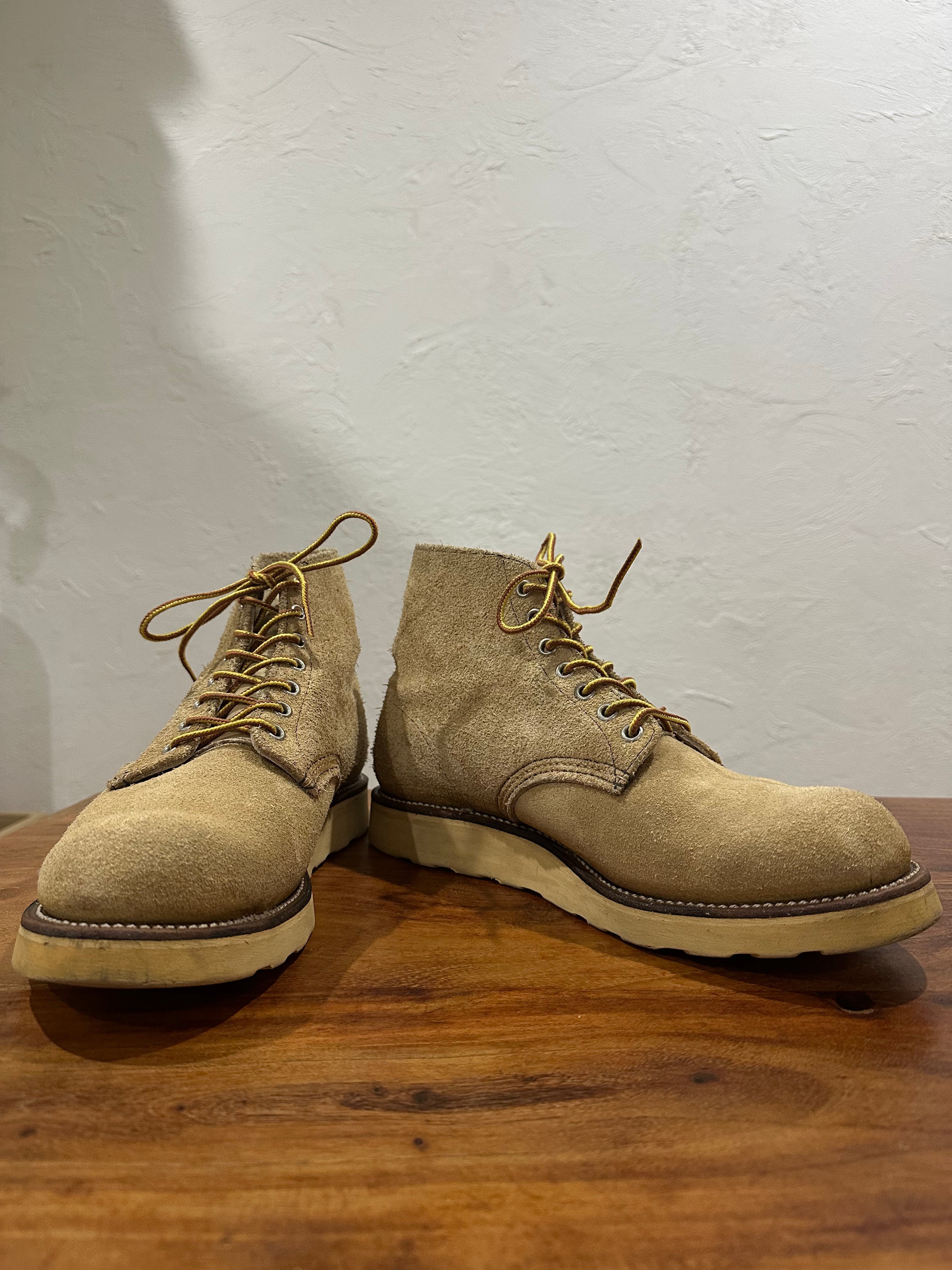 Red Wing (レッドウィング) 8167 6" Classic Round (Irish Setter) ベージュ (Beige) ホーソーン・アビレーン・ラフアウト (Hawthorne Abilene Roughout) トラクショントレッドソール (Traction Tred Sole) used boots - fr_1 view