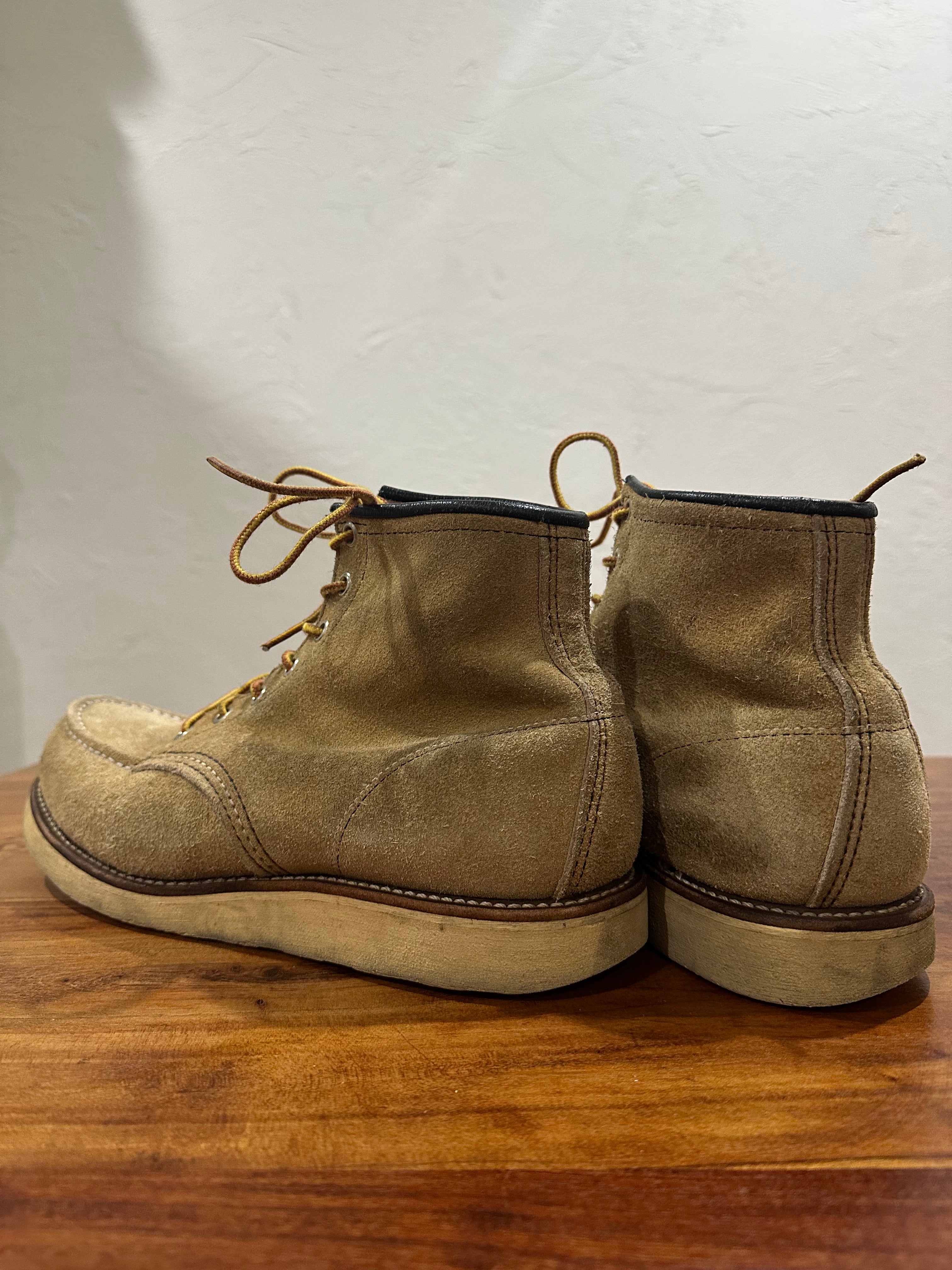 Red Wing (レッドウィング) 8173 Classic Work 6-Inch Moc Toe ホーソーン (Hawthorne) ホーソーン・アビリーン・ラフアウト (Hawthorne Abilene Roughout) トラクショントレッド・ソール (Traction Tred Sole) used boots - back_1 view