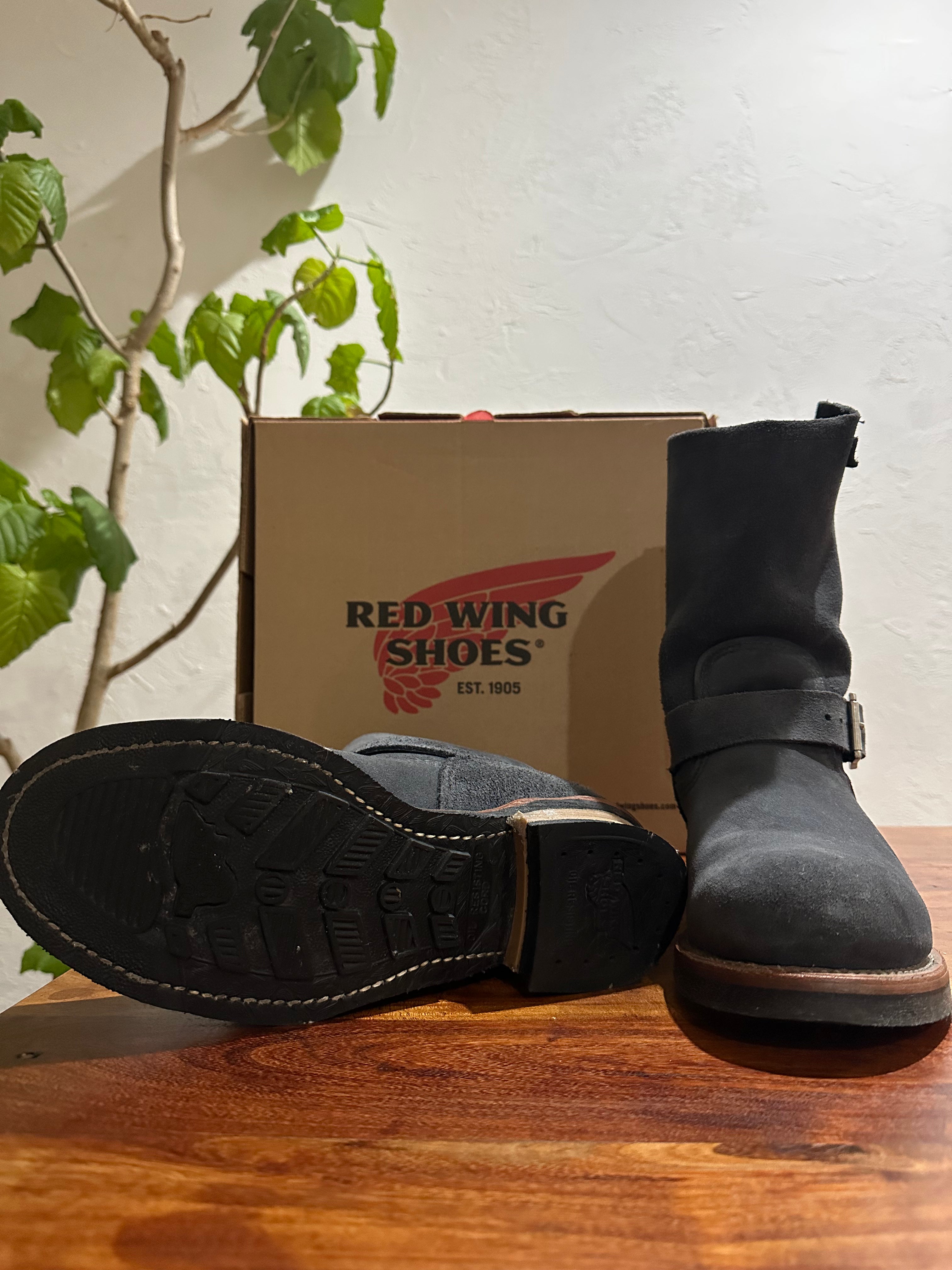 Red Wing (レッドウィング) 8254 Engineer (BEAMS Exclusive) ネイビー (Navy) ネイビー・アビレーン・ラフアウト (Navy "Abilene" Roughout) ネオプレーン・コード・ソール (Neoprene Cord Sole) used boots - fr_3 view