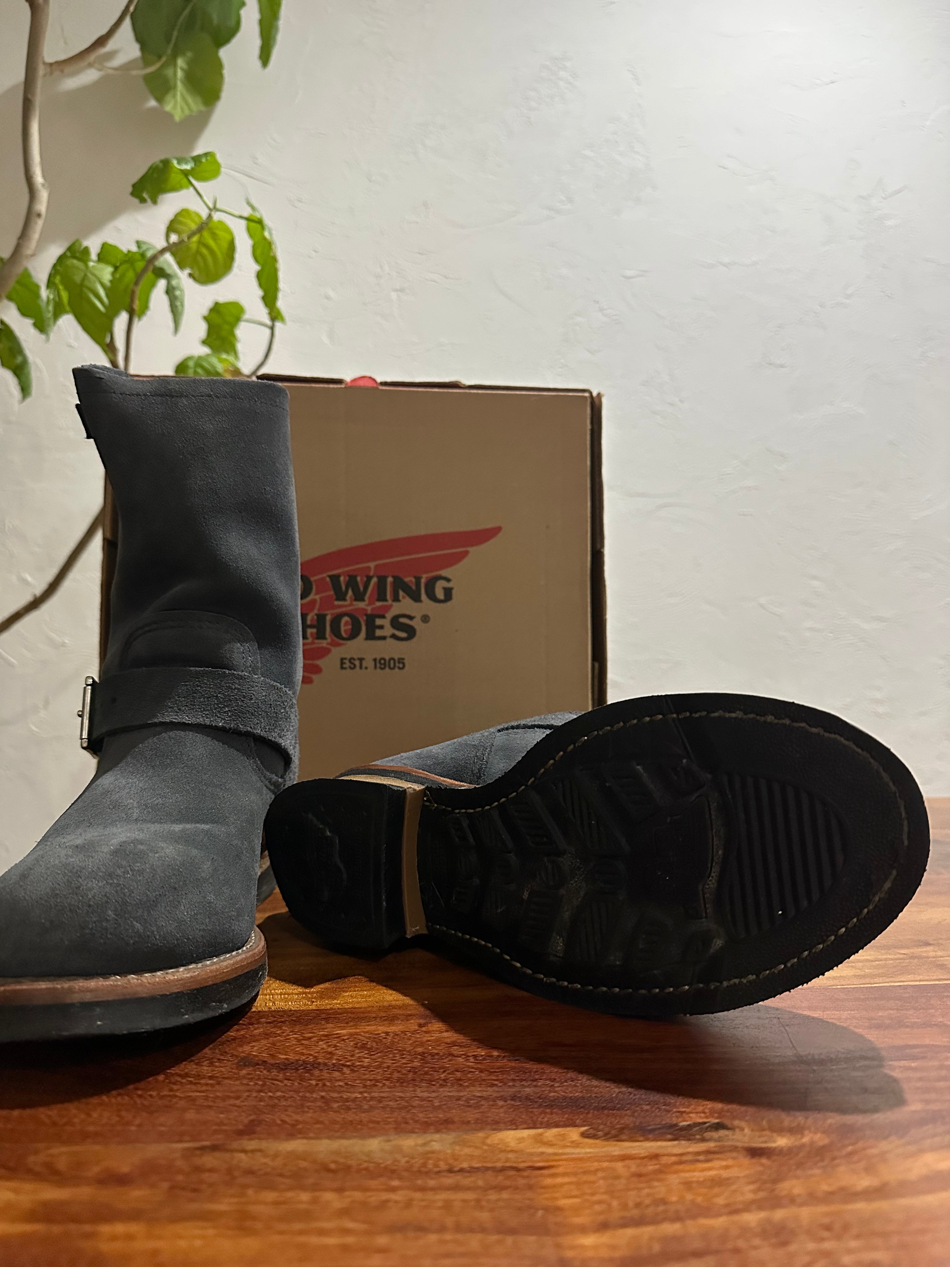 Red Wing (レッドウィング) 8254 Engineer (BEAMS Exclusive) ネイビー (Navy) ネイビー・アビレーン・ラフアウト (Navy "Abilene" Roughout) ネオプレーン・コード・ソール (Neoprene Cord Sole) used boots - fr_4 view