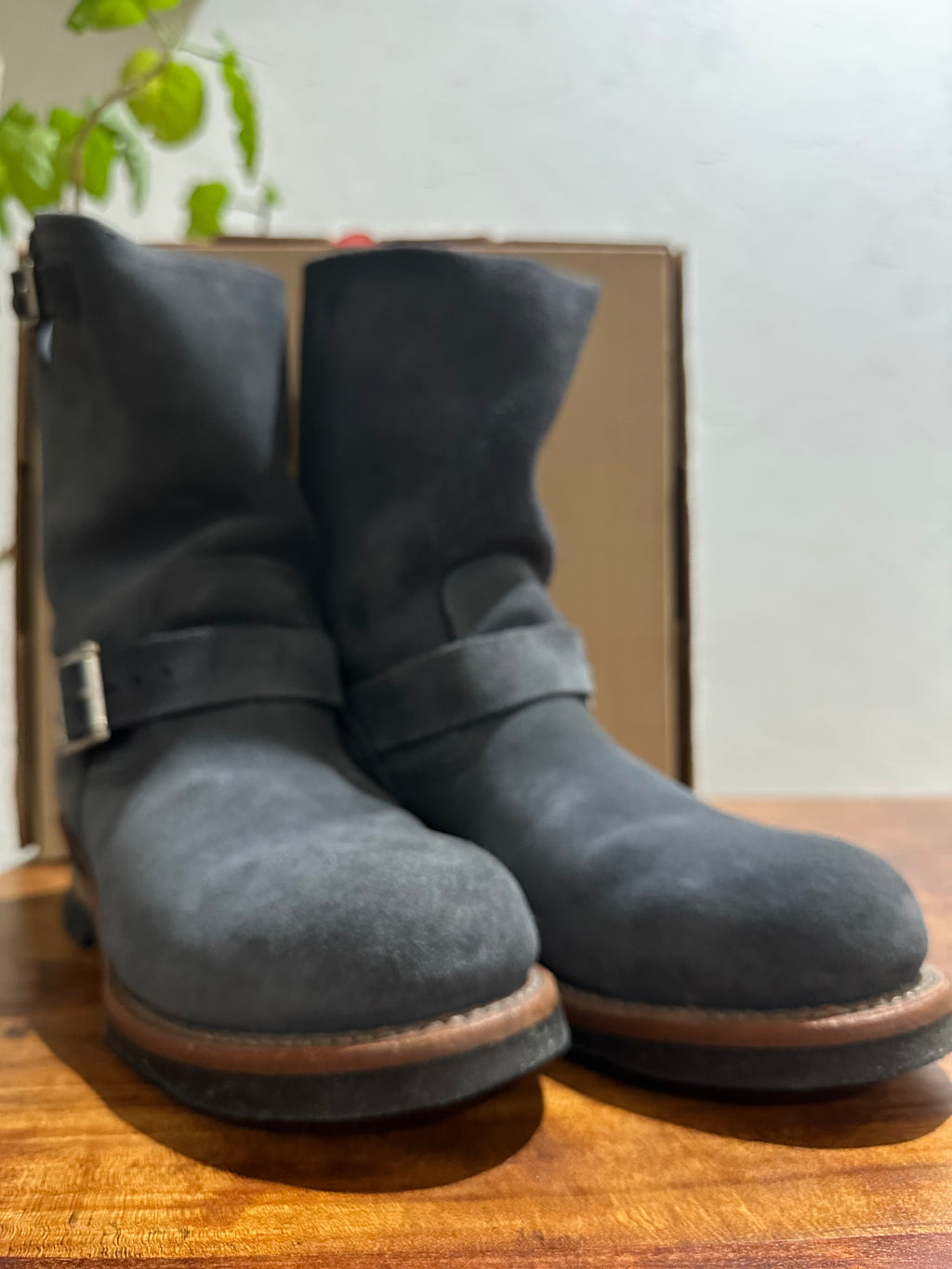 Red Wing (レッドウィング) 8254 Engineer (BEAMS Exclusive) ネイビー (Navy) ネイビー・アビレーン・ラフアウト (Navy "Abilene" Roughout) ネオプレーン・コード・ソール (Neoprene Cord Sole) used boots - toe_2 view
