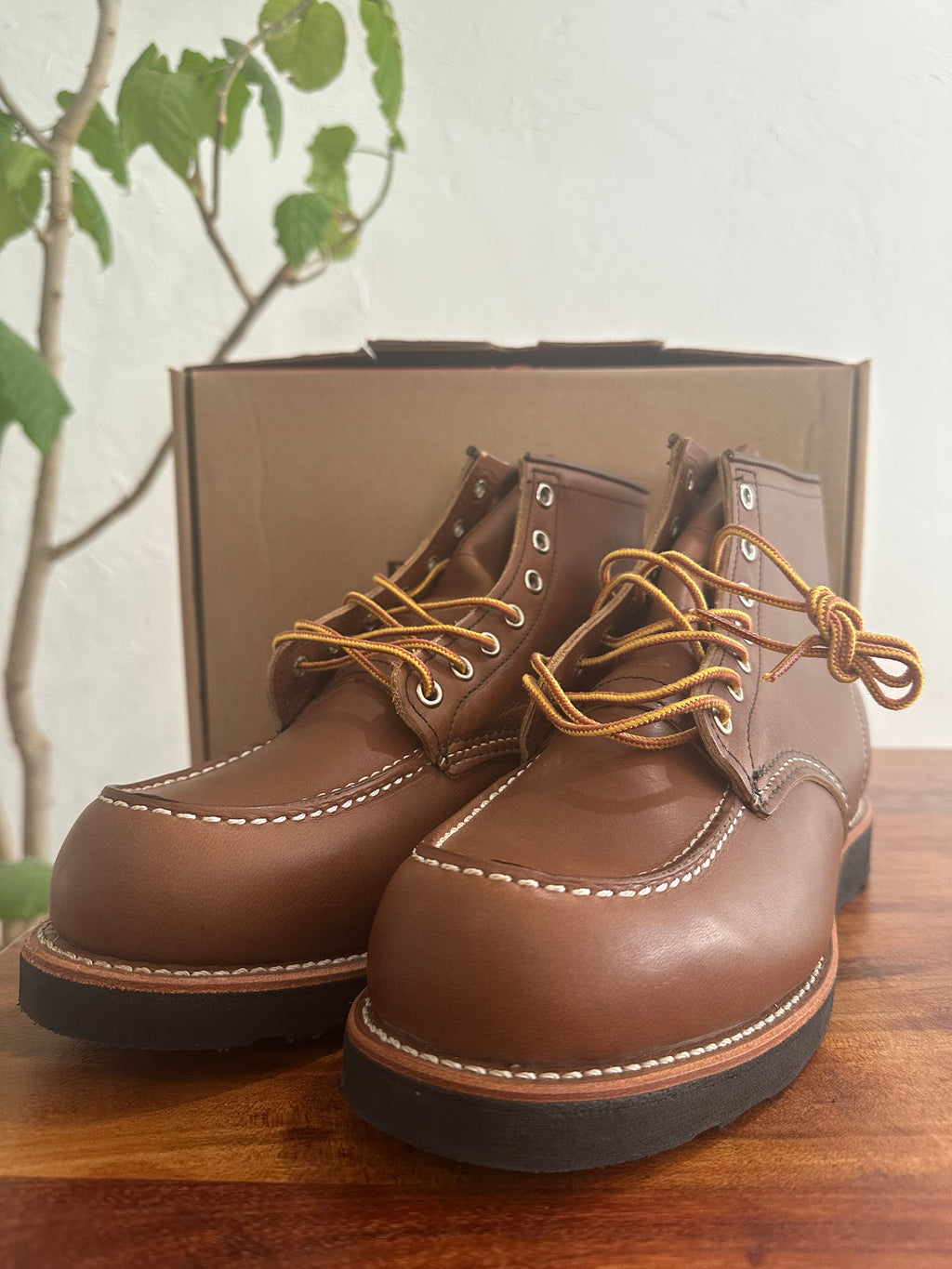 Red Wing (レッドウィング) 8852 Classic Moc 6-Inch ベルヴァ (Velva) ベルヴァリタン (Velva Retan) ブラック・トラクショントレッド (Black Traction Tred) used boots - toe_3 view