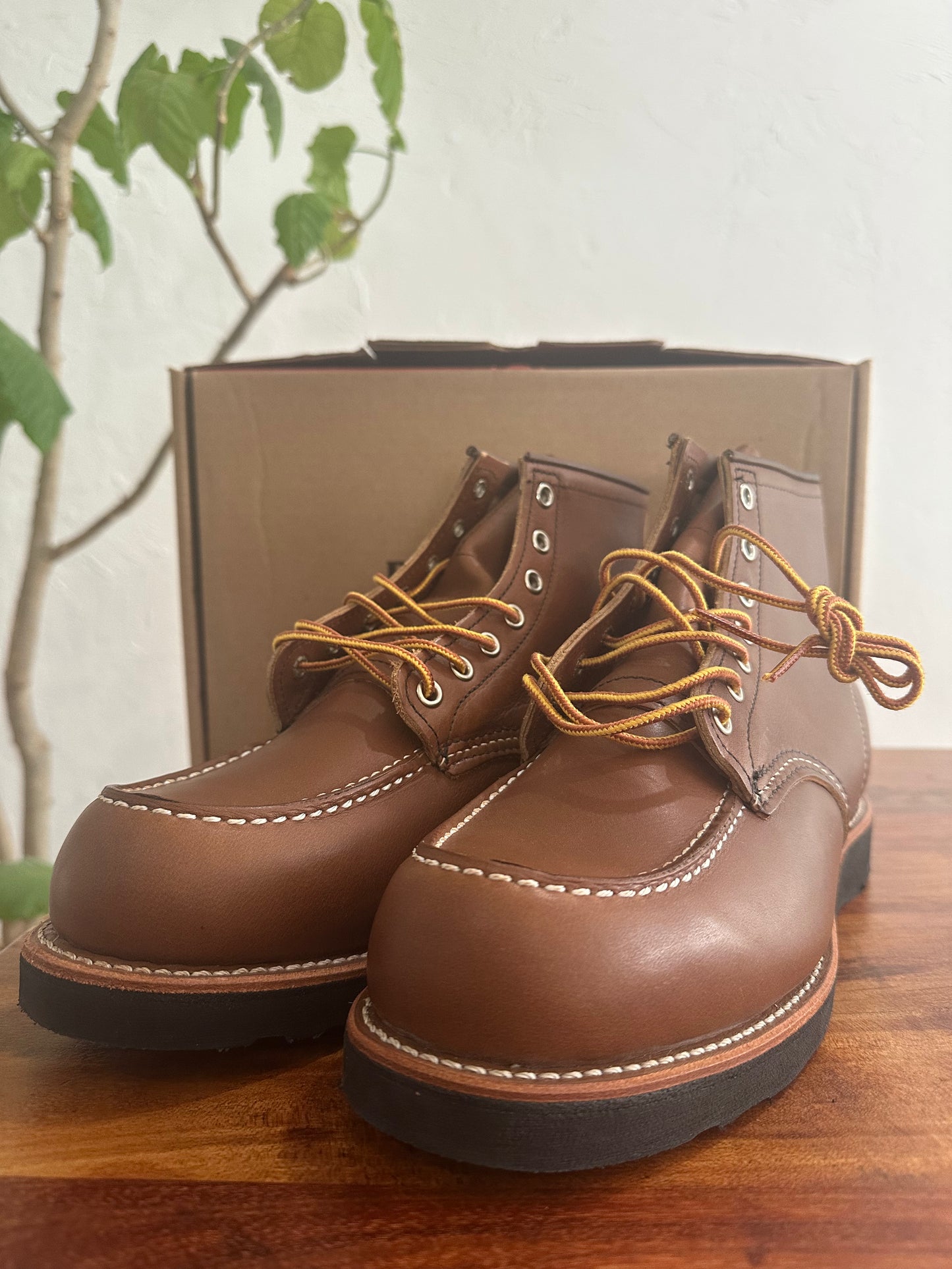 Red Wing (レッドウィング) 8852 Classic Moc 6-Inch ベルヴァ (Velva) ベルヴァリタン (Velva Retan) ブラック・トラクショントレッド (Black Traction Tred) used boots - toe_3 view