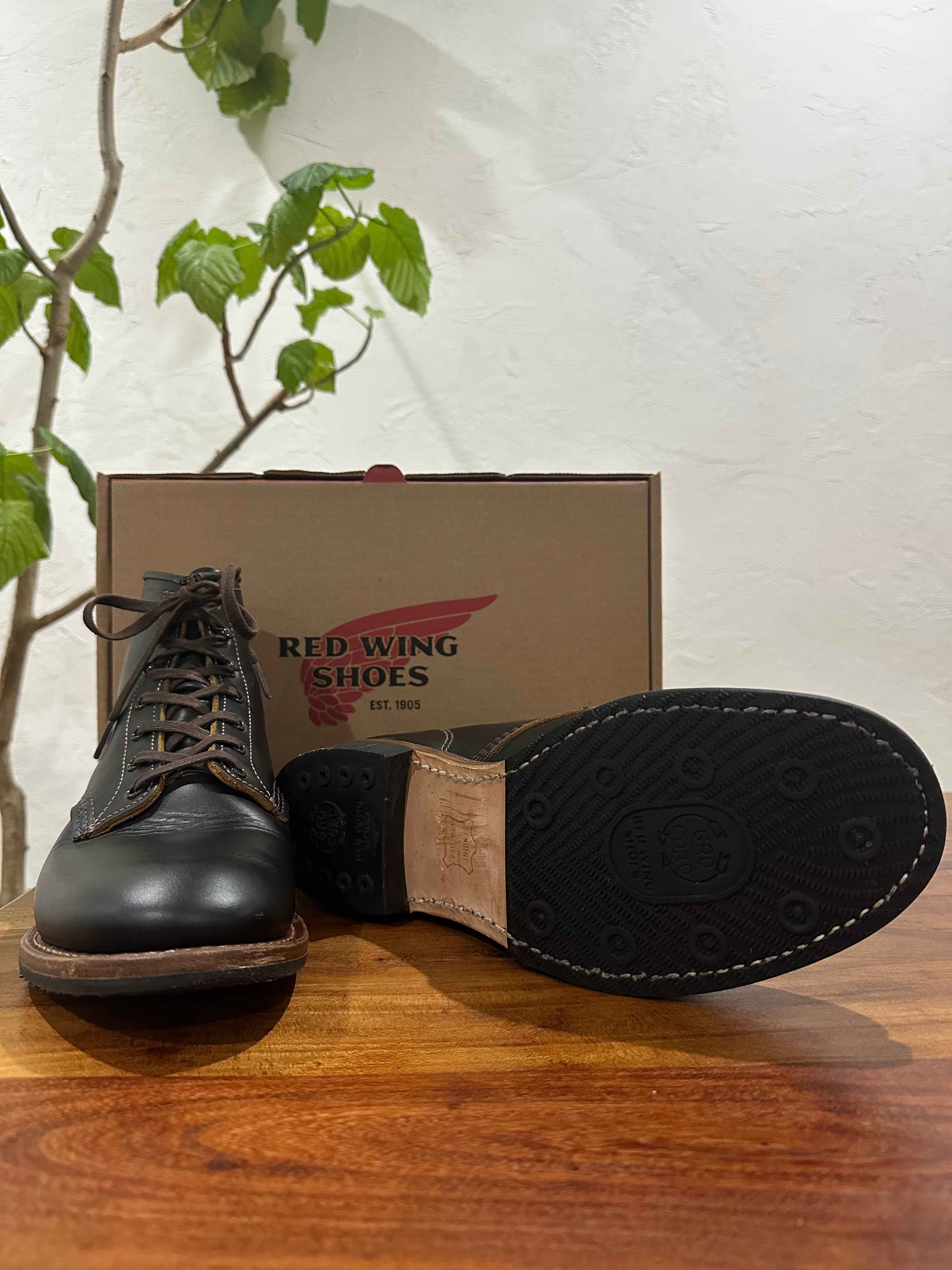 Red Wing (レッドウィング) 9060 Beckman Flatbox ブラック (Black) ブラック・クロンダイク (Black "Klondike") グロコード・メダリオンソール (Gro Cord Medallion Sole) used boots - fr_4 view