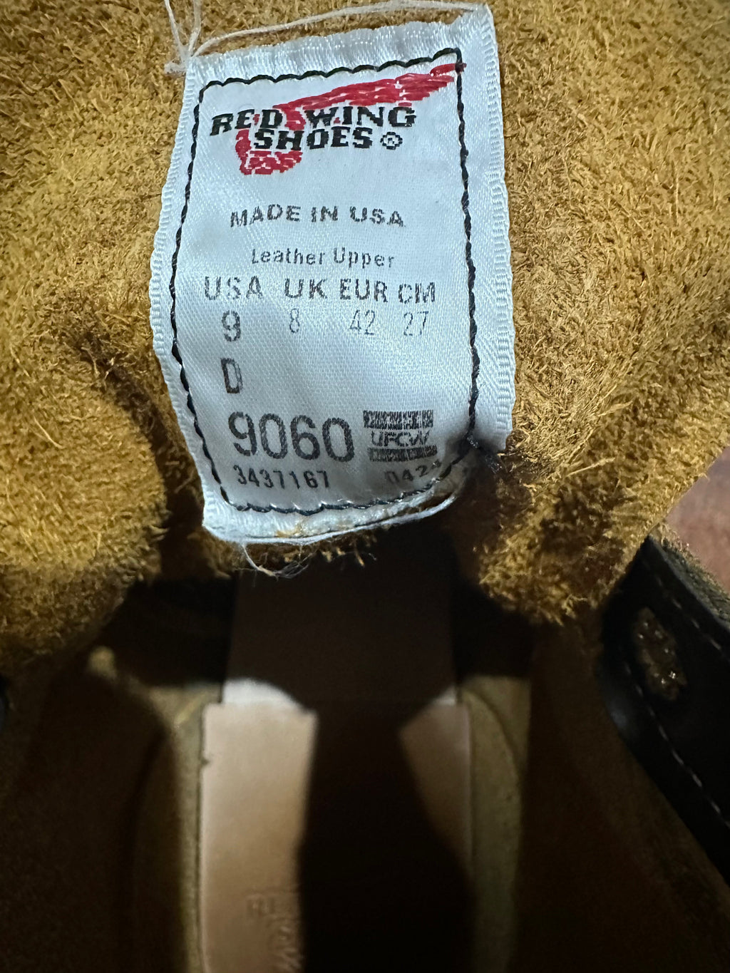 Red Wing (レッドウィング) 9060 Beckman Flatbox ブラック (Black) ブラック・クロンダイク (Black "Klondike") グロコード・メダリオンソール (Gro Cord Medallion Sole) used boots - tag_1 view
