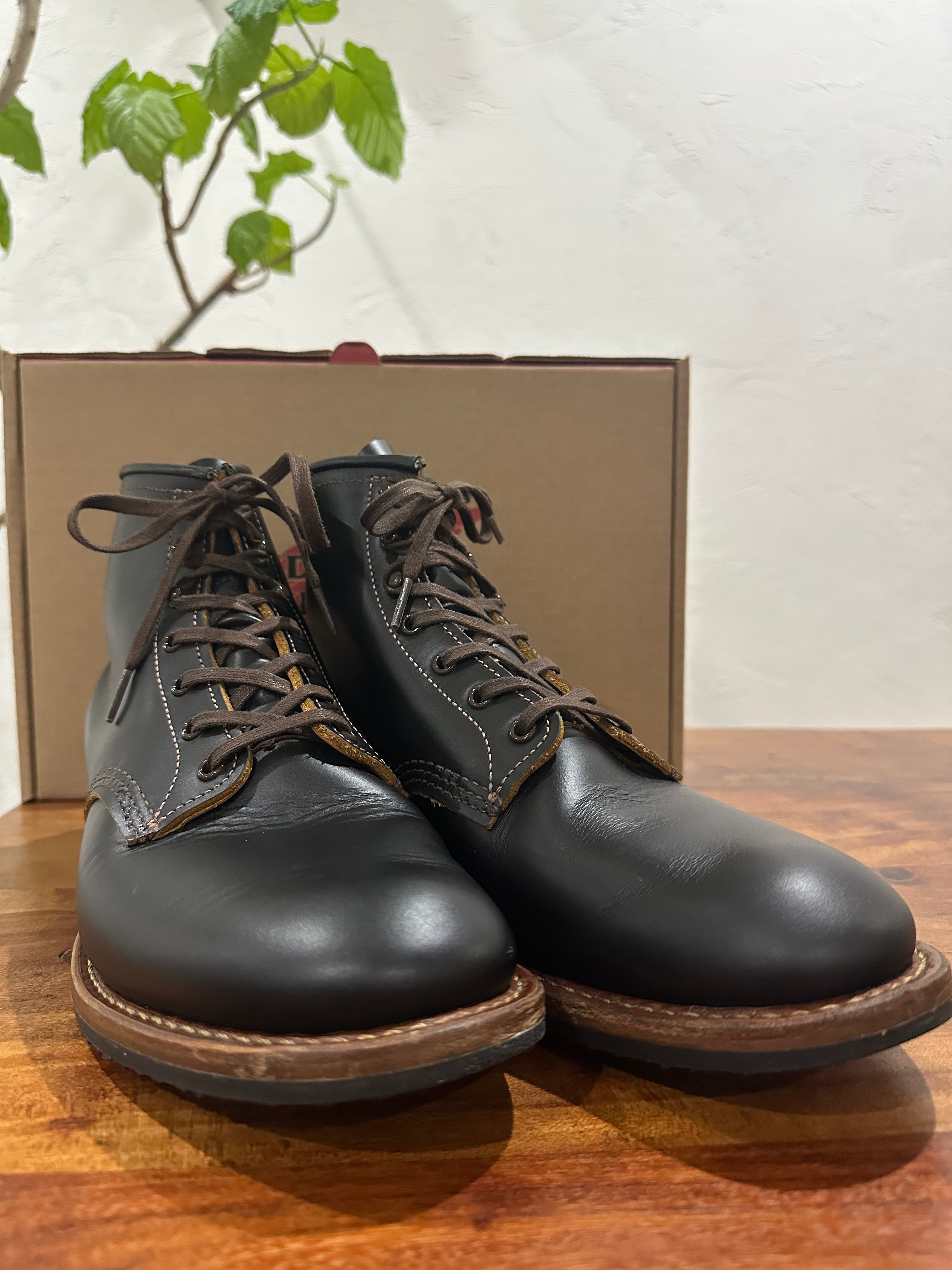 Red Wing (レッドウィング) 9060 Beckman Flatbox ブラック (Black) ブラック・クロンダイク (Black "Klondike") グロコード・メダリオンソール (Gro Cord Medallion Sole) used boots - toe_2 view