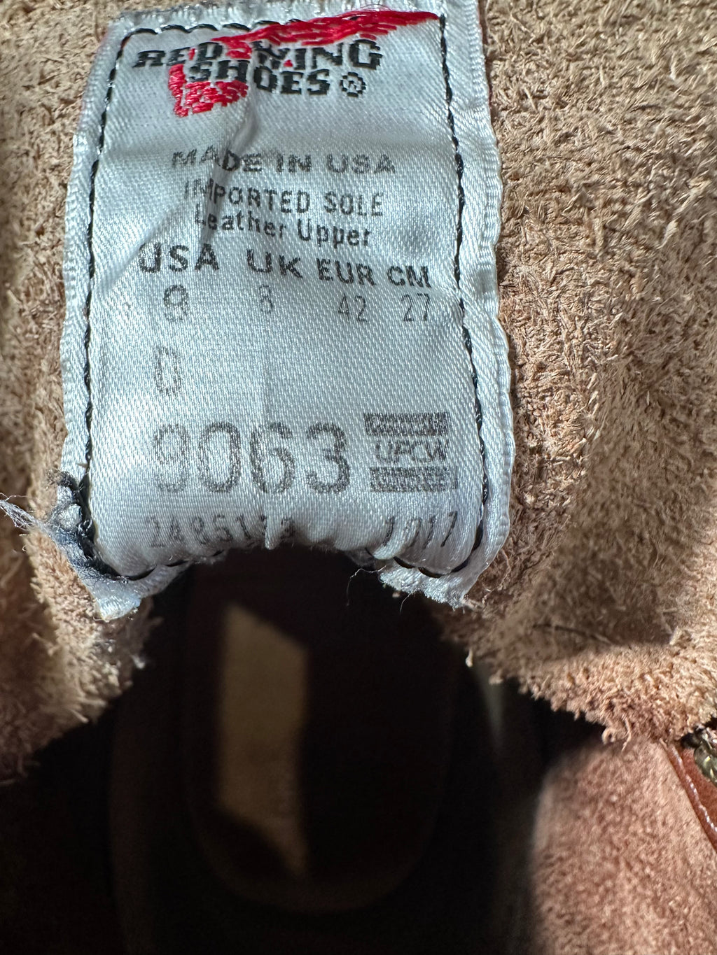 Red Wing (レッドウィング) 9063 Beckman "Flatbox" チーク (Teak) ティーク・フェザーストーン (Teak "Featherstone") グロコード・メダリオン (Gro Cord Medallion) used boots - tag_1 view
