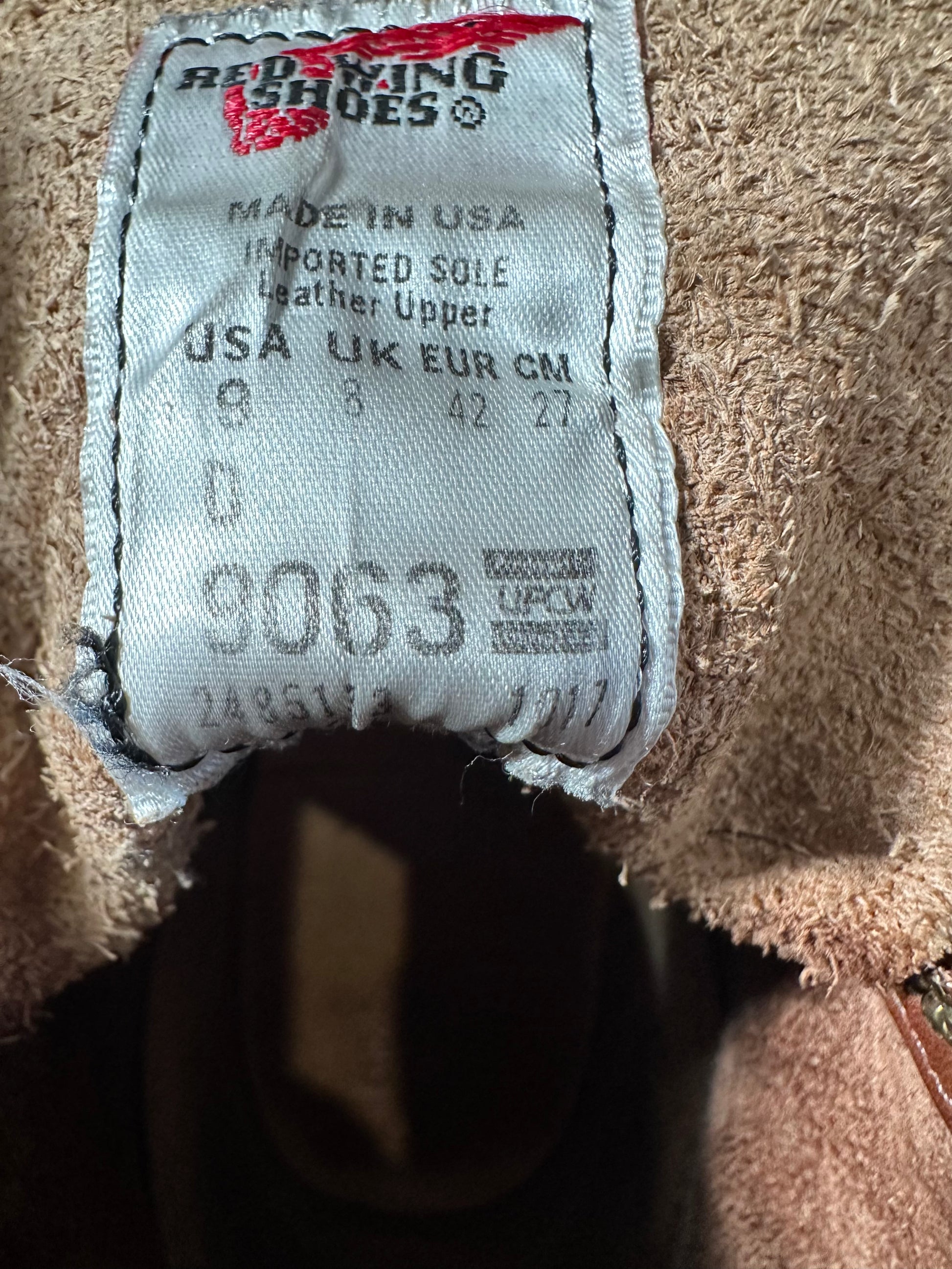 Red Wing (レッドウィング) 9063 Beckman "Flatbox" チーク (Teak) ティーク・フェザーストーン (Teak "Featherstone") グロコード・メダリオン (Gro Cord Medallion) used boots - tag_1 view