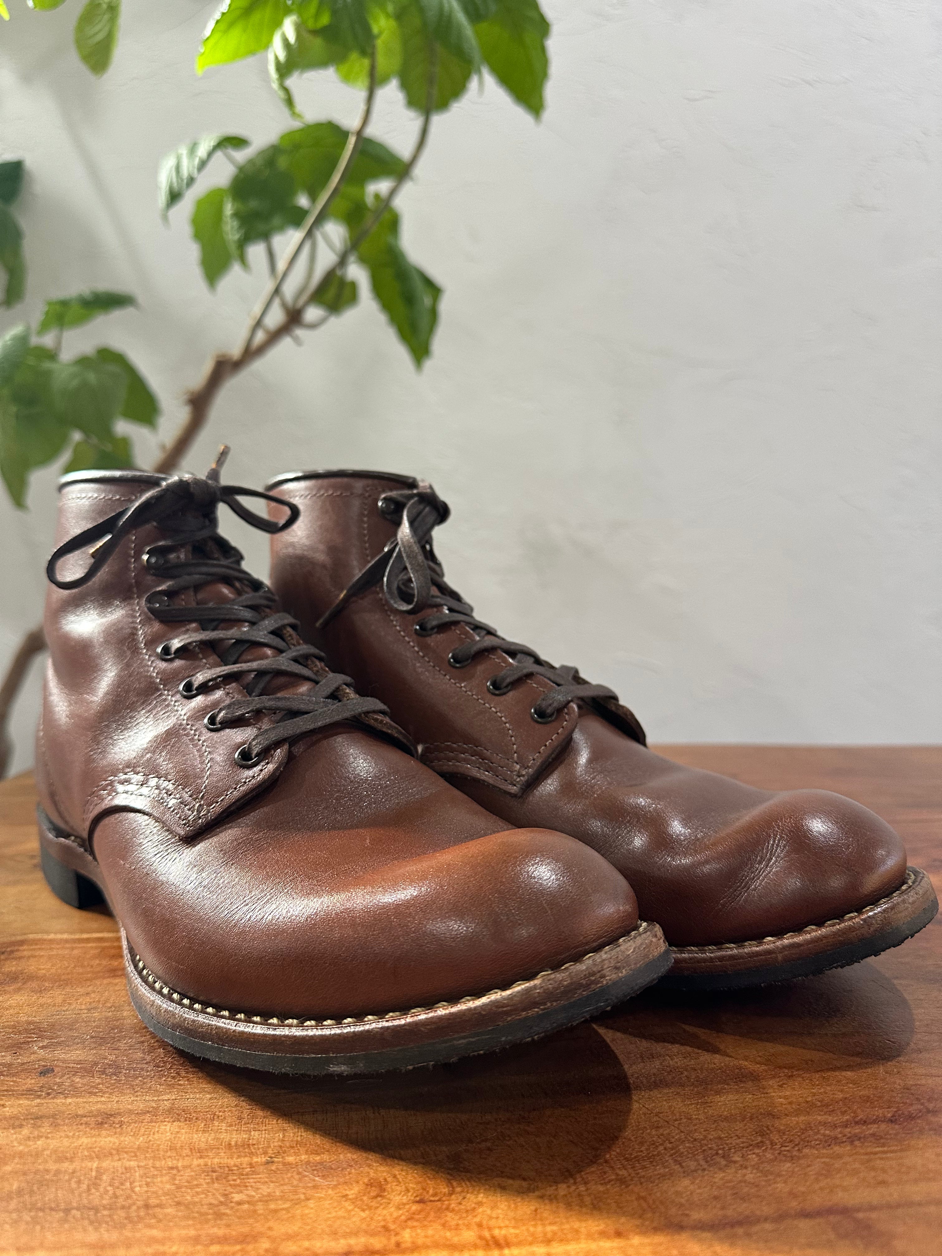 Red Wing (レッドウィング) 9063 Beckman "Flatbox" チーク (Teak) ティーク・フェザーストーン (Teak "Featherstone") グロコード・メダリオン (Gro Cord Medallion) used boots - toe_1 view