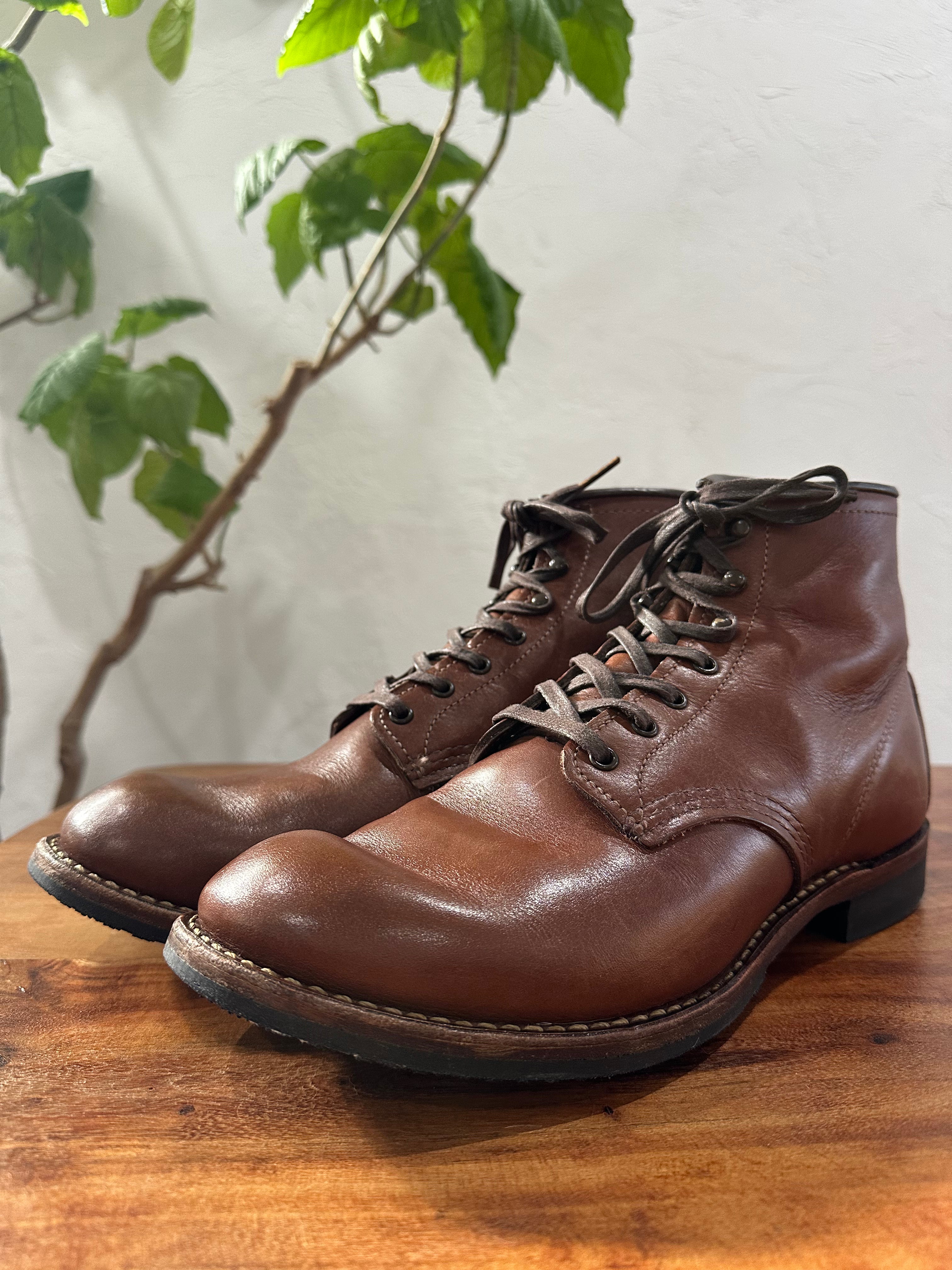 Red Wing (レッドウィング) 9063 Beckman "Flatbox" チーク (Teak) ティーク・フェザーストーン (Teak "Featherstone") グロコード・メダリオン (Gro Cord Medallion) used boots - toe_2 view