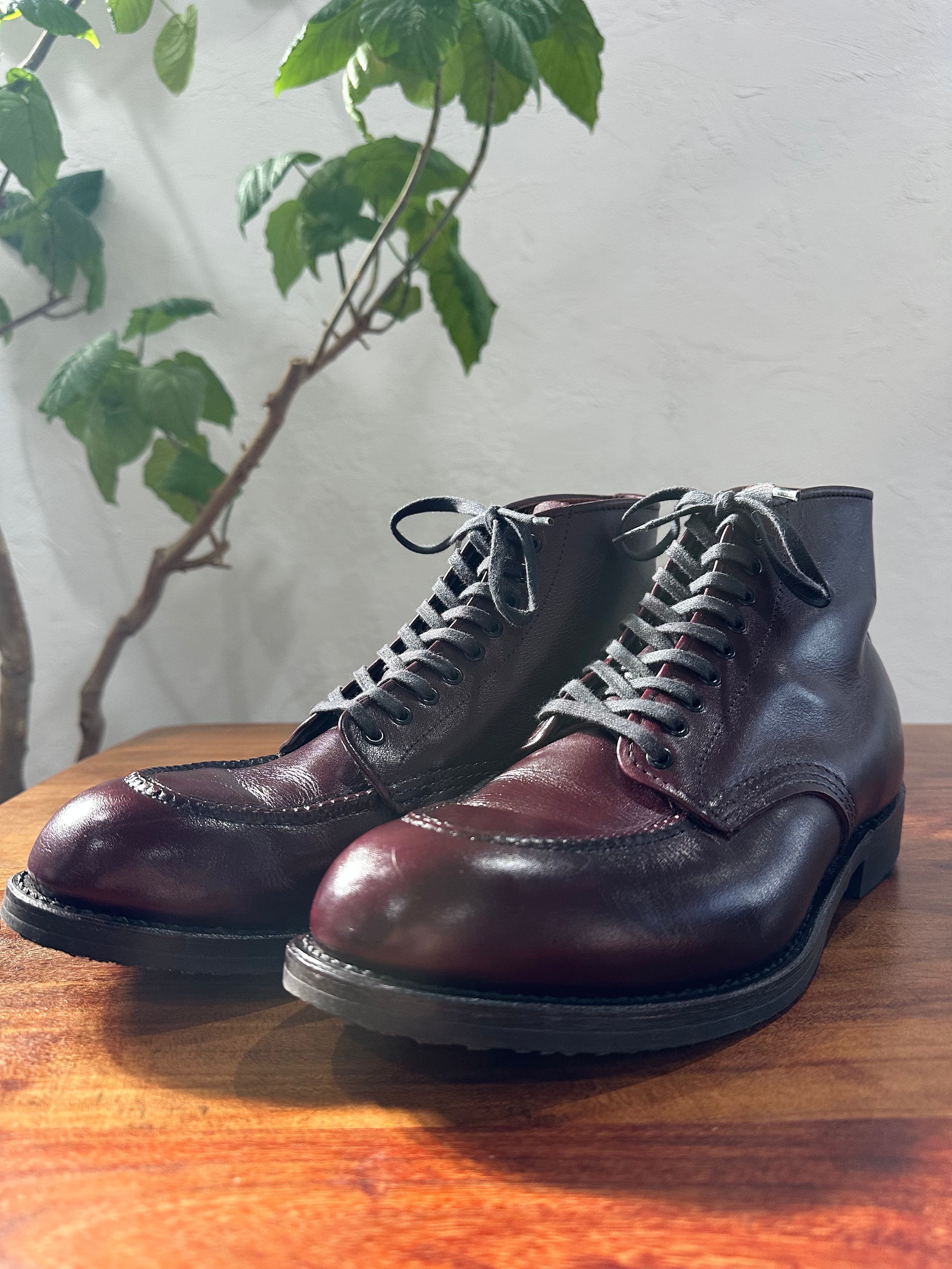 Red Wing (レッドウィング) 9091 Girard Boot ブラックチェリー (Black Cherry) ブラックチェリー・フェザーストーン (Black Cherry "Featherstone") グロコード・メダリオン (Gro-Cord Medallion) used boots - toe_3 view