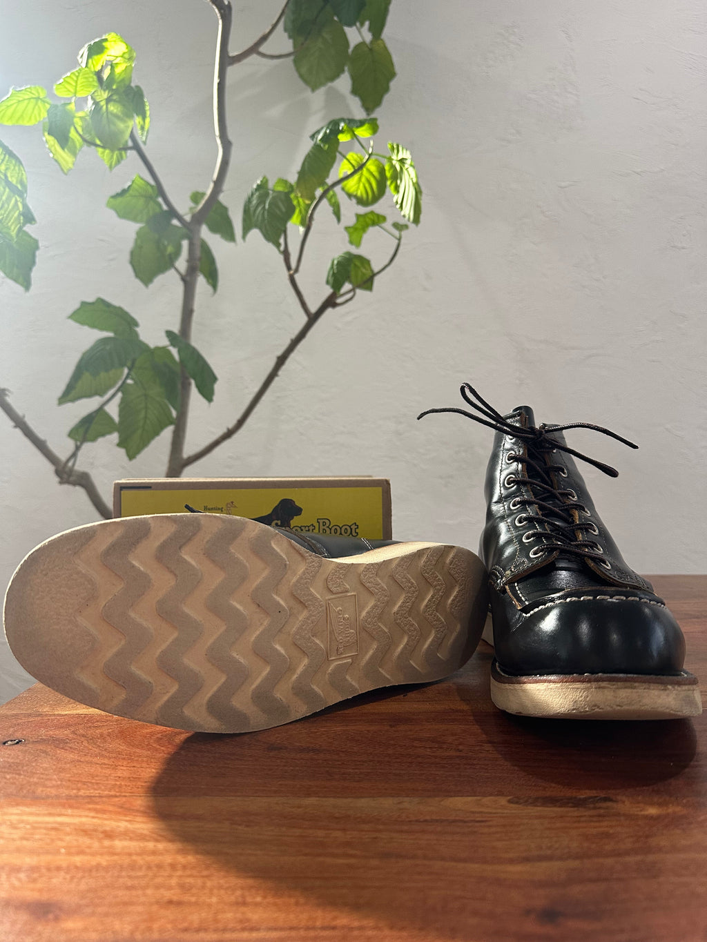 Red Wing (レッドウィング) 9874 Irish Setter 6" Moc Toe ブラック (Black) ブラック「クロンダイク」(Black "Klondike") 茶芯レザー トラクション・トレッド (Traction Tred) ホワイト used boots - fr_3 view